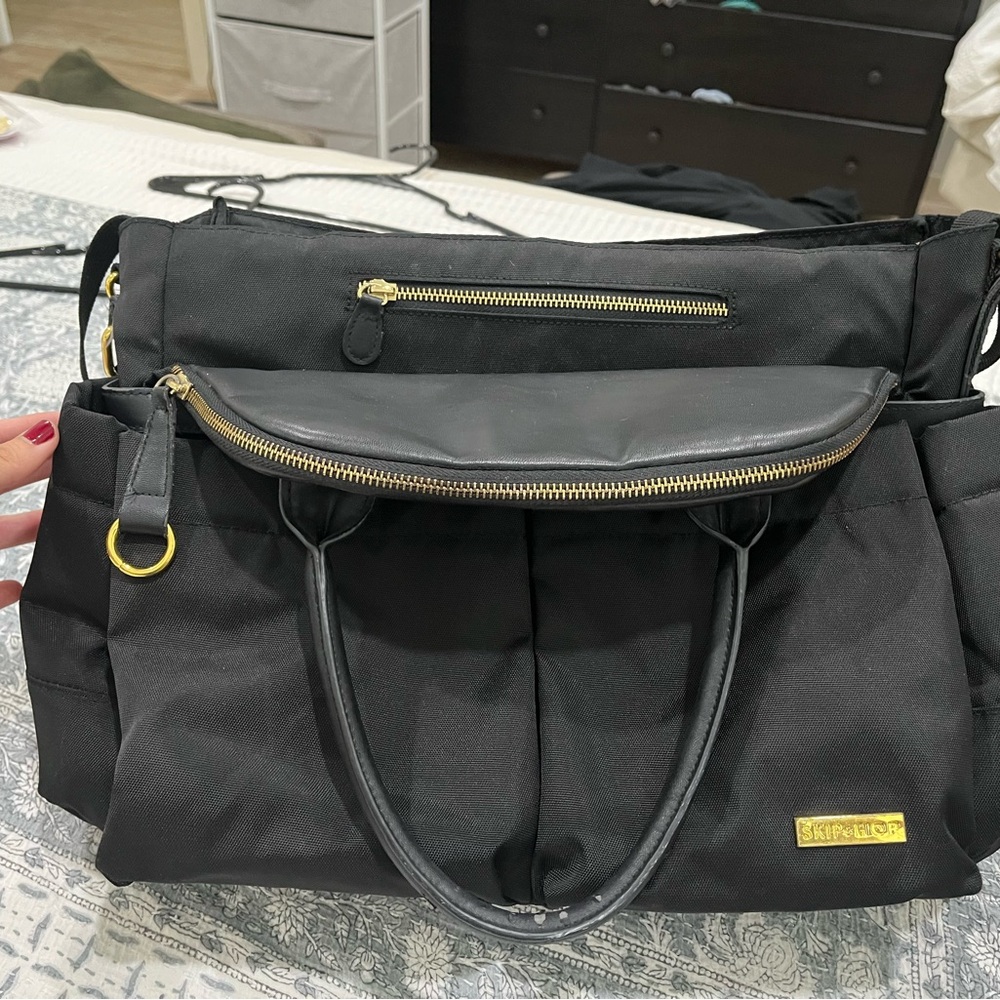 Skip Hop Black and Gold Diaper Bag